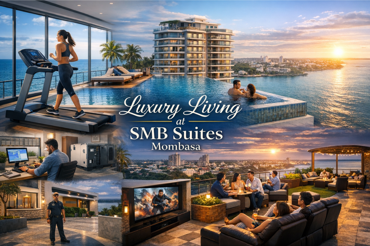 Luxury sea view apartment balcony with infinity pool at SMB Suites Mombasa